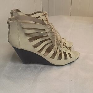 Maurices Cream Strappy Wedge Sandals
